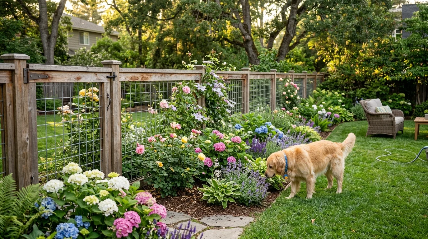 Wood and Wire Dog Fence